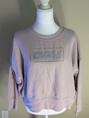 DKNY Dusty Pink Crewneck Sweatshirt with Sparkle Logo